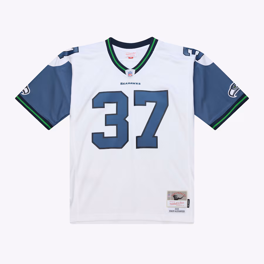Men's Seattle Seahawks Shaun Alexander Mitchell & Ness White 2005 Legacy Throwback Replica Jersey