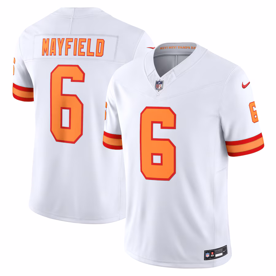 Men's '76 Tampa Bay Buccaneers Baker Mayfield Nike White Vapor F.U.S.E. Player Limited Jersey