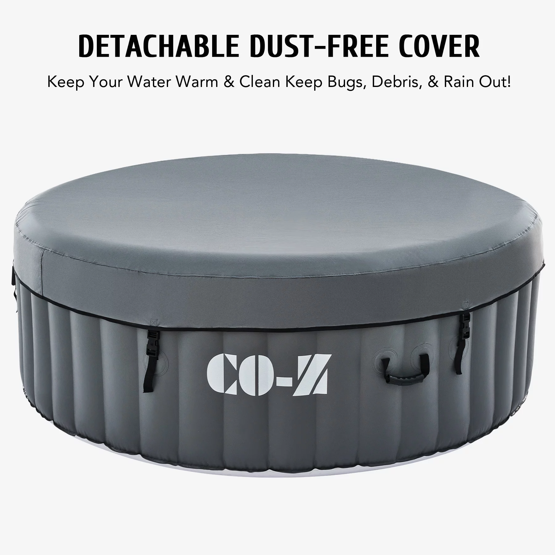 CO-Z 4 Person 6ft Inflatable Hot Tub Pool with Massage Jets and All Accessories Gray