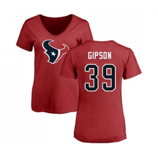 Football Women's Houston Texans #39 Tashaun Gipson Red Name & Number Logo T-Shirt