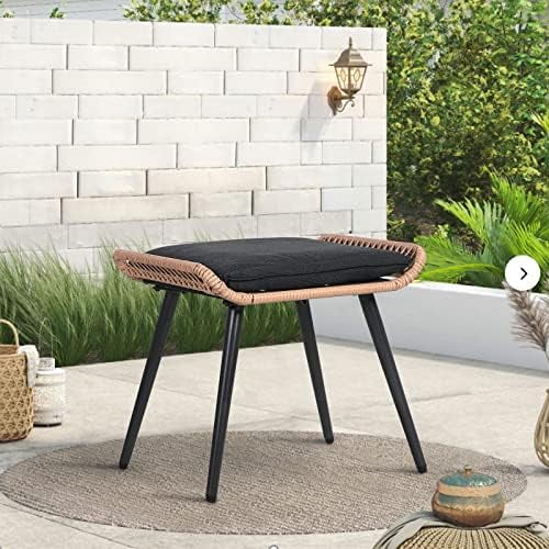 GEROBOOM Outdoor Wicker Ottoman   Patio Rattan Ottomans with Seat Cushions  2 Pieces Footstool Footrest Seat for Outside Garden  Balcony  Living Room  Gray - Curated Treasures Market