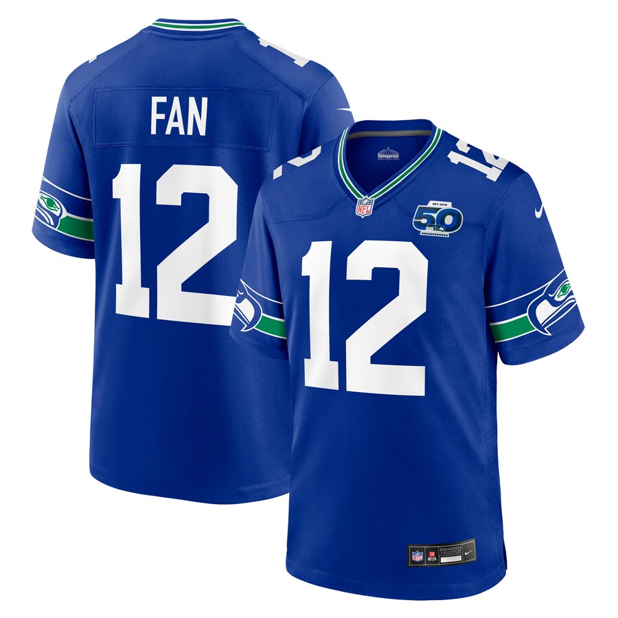 Men's Seattle Seahawks 12 Fan Nike Royal Alternate 2 50th Season Game Jersey