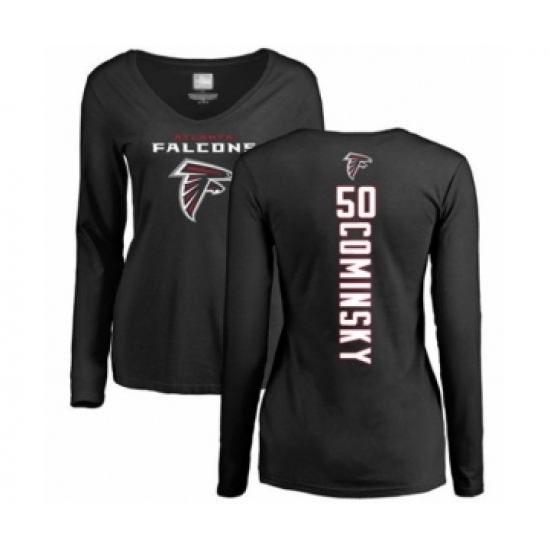 Football Women's Atlanta Falcons #50 John Cominsky Black Backer Long Sleeve T-Shirt