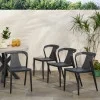 GDF Studio Janely Outdoor Modern Stacking Dining Chairs, Set of 4, Black - Curated Treasures Market