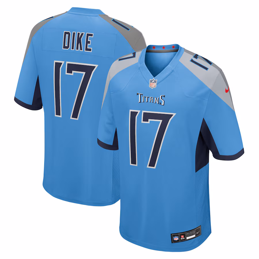 Men's Tennessee Titans Chimere Dike Nike Light Blue Team Game Jersey