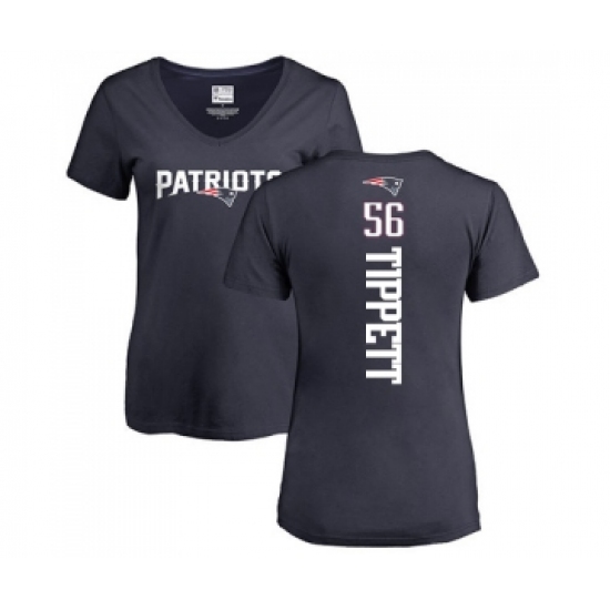 Football Women's New England Patriots #56 Andre Tippett Navy Blue Backer T-Shirt