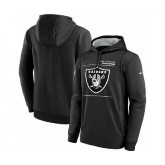 Men's Las Vegas Raiders 2021 Black Sideline Logo Performance Pullover Hoodie