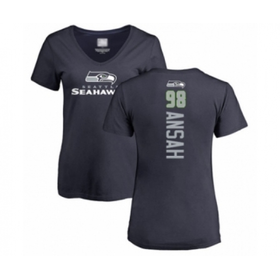 Football Women's Seattle Seahawks #98 Ezekiel Ansah Navy Blue Backer T-Shirt