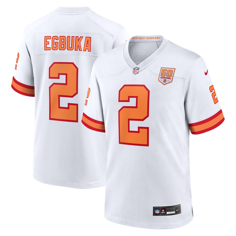 Men's '76 Tampa Bay Buccaneers Emeka Egbuka Nike White Alternate 50th Season Game Jersey