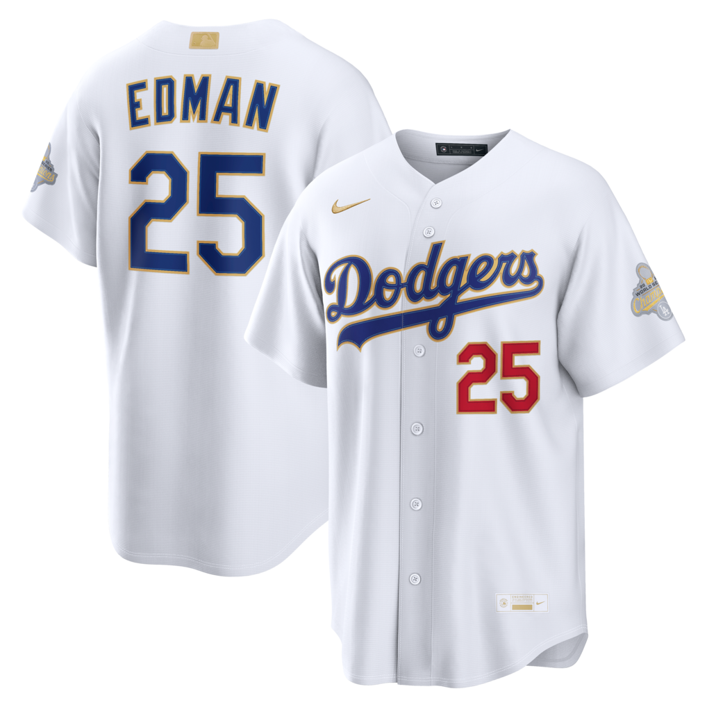 Men's Los Angeles Dodgers Tommy Edman Nike White 2026 Gold Collection Stadium Jersey