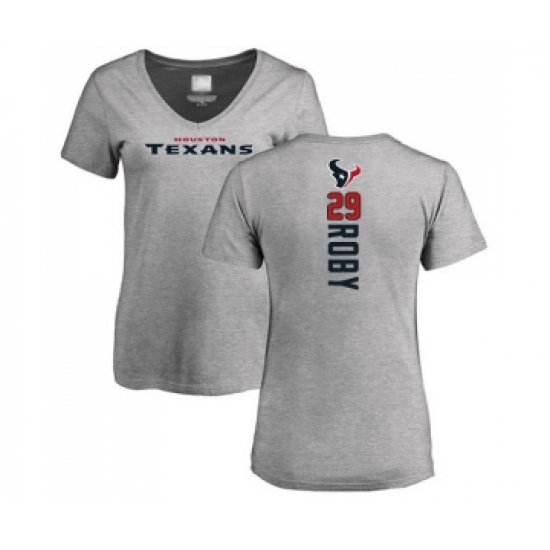 Football Women's Houston Texans #29 Bradley Roby Ash Backer T-Shirt