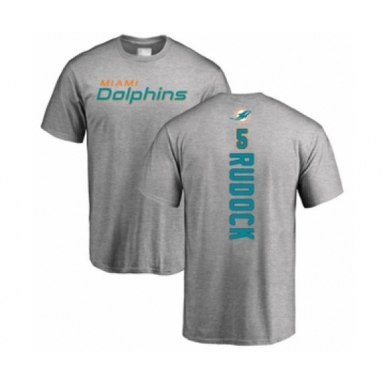 Football Miami Dolphins #5 Jake Rudock Ash Backer T-Shirt