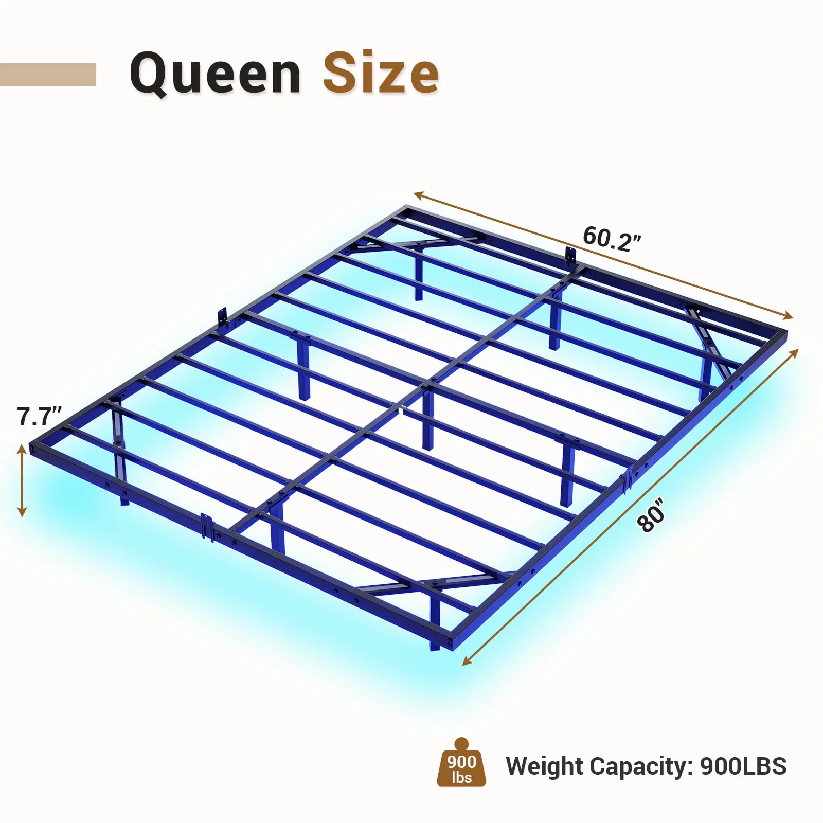 Metal Floating Bed Frame Queen Size Metal Platform Bed Frame with LED Lights,No Box Spring Needed - Curated Treasures Market