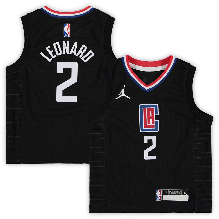 Preschool LA Clippers Kawhi Leonard Jordan Brand Black 2020/21 Fast Break Replica Jersey - Statement Edition