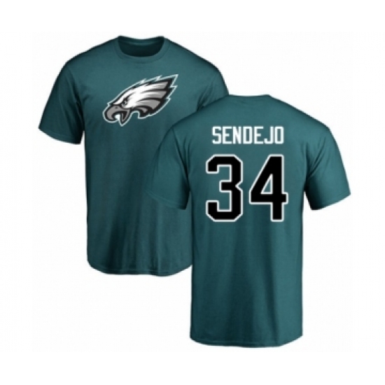 Philadelphia Eagles #34 Andrew Sendejo Green Name & Number Logo T-Shirt