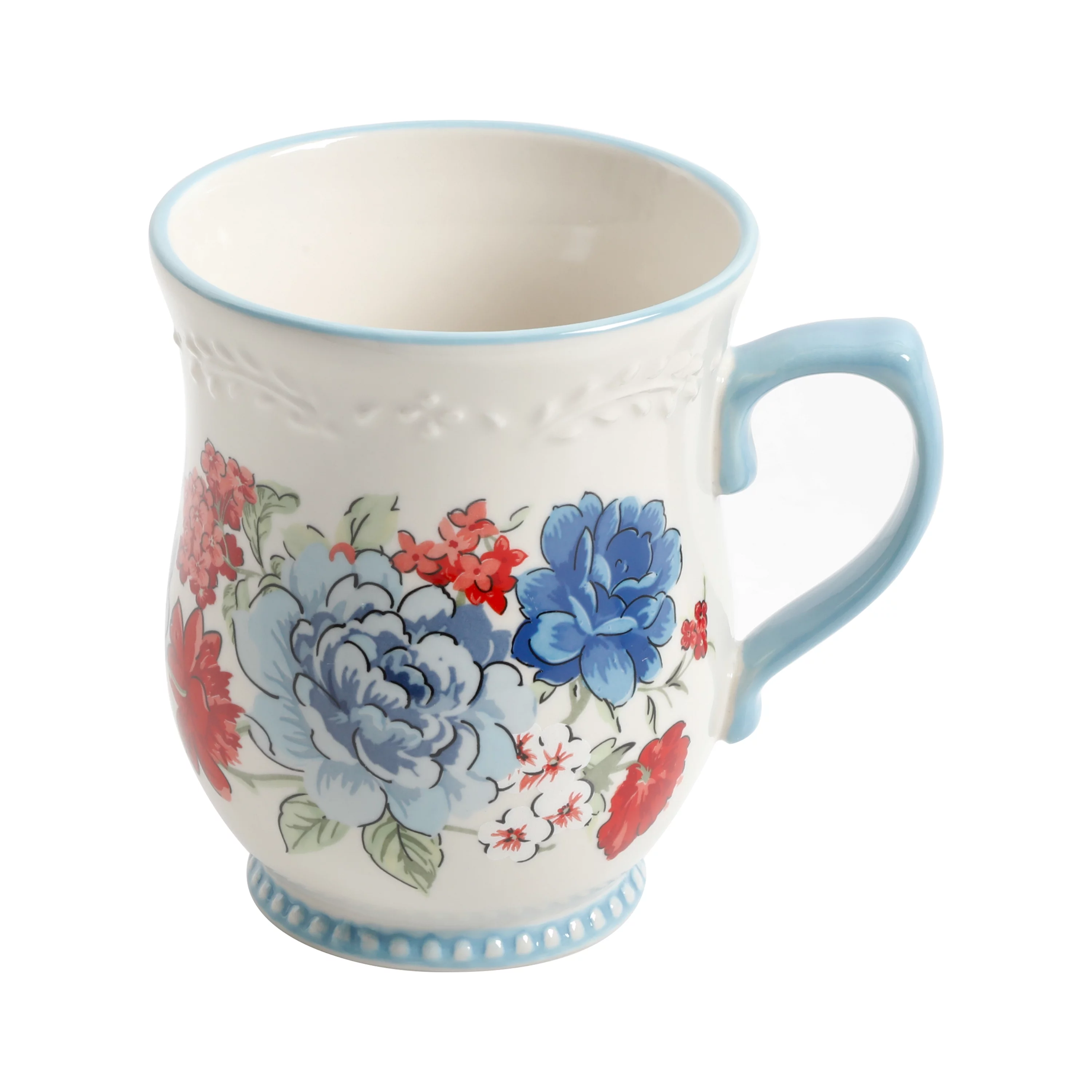 The Pioneer Woman Classic Charm White Ceramic 17-Ounce Mugs, 4-Pack - Curated Treasures Market