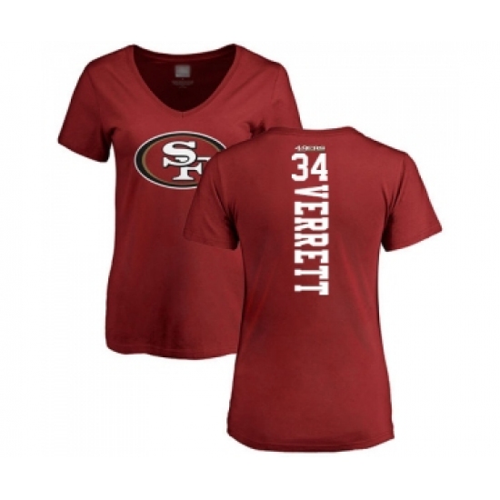 Football Women's San Francisco 49ers #34 Jason Verrett Red Backer T-Shirt