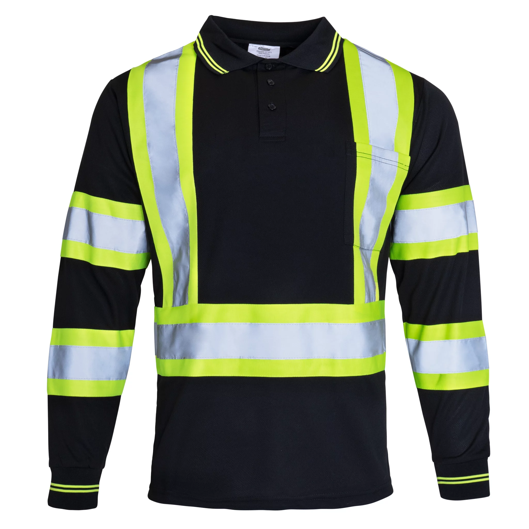 JORESTECH Hi-Vis Long Sleeve Safety Polo Shirt, ANSI Class 1 (Black, M) - Curated Treasures Market
