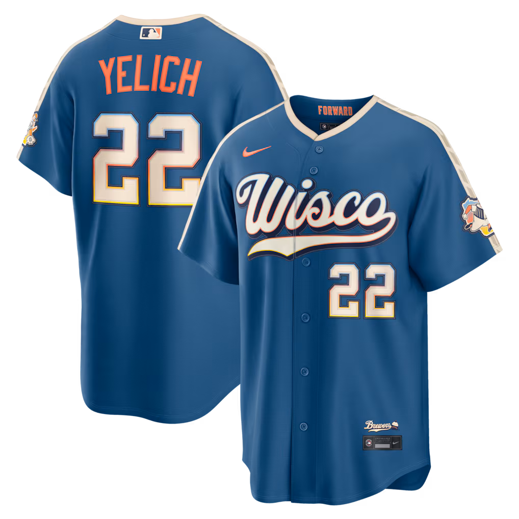 Men's Milwaukee Brewers Christian Yelich Nike Mineral Blue 2026 City Connect Stadium Jersey