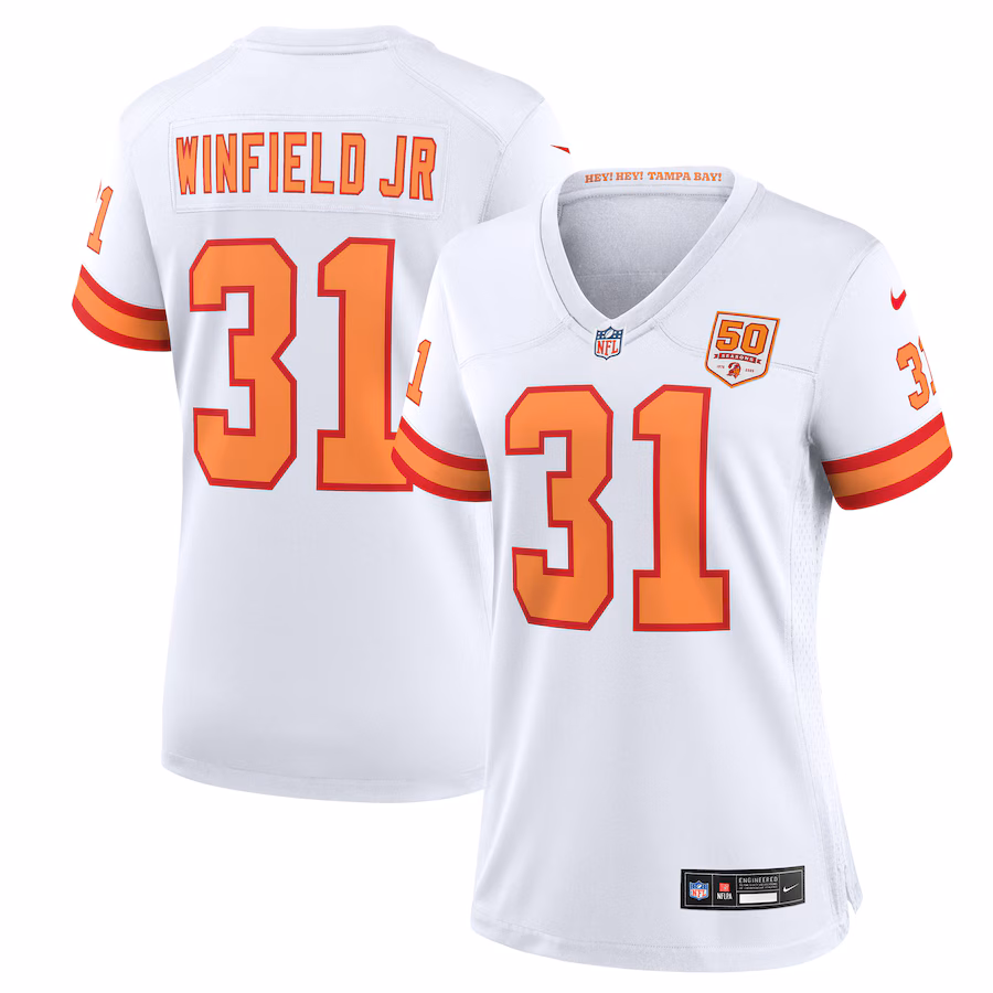 Women's '76 Tampa Bay Buccaneers Antoine Winfield Jr. Nike White 50th Season Game Jersey