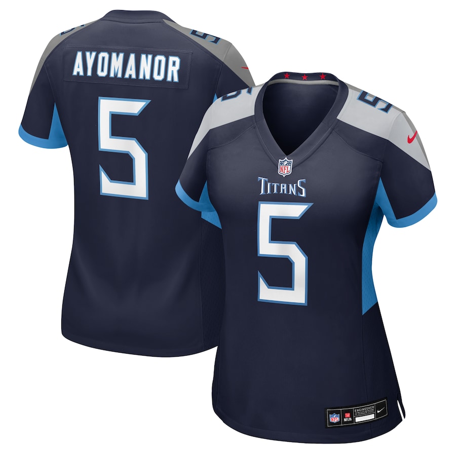 Women's Tennessee Titans Elic Ayomanor Nike Navy Team Game Jersey
