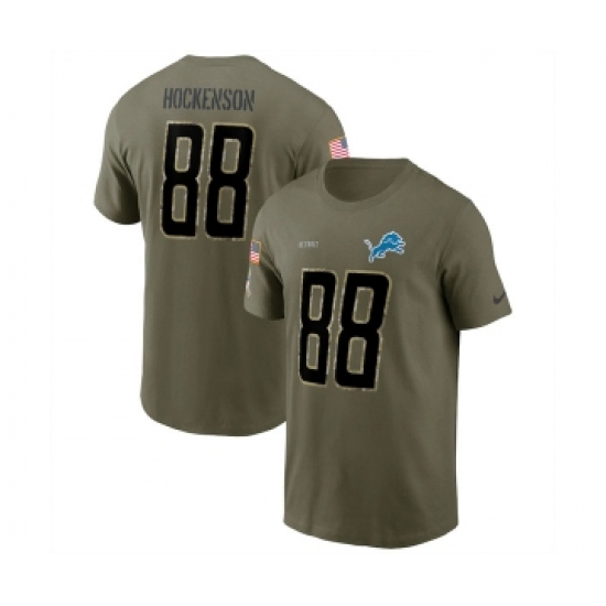 Men's Detroit Lions #88 T.J. Hockenson 2022 Olive Salute to Service T-Shirt