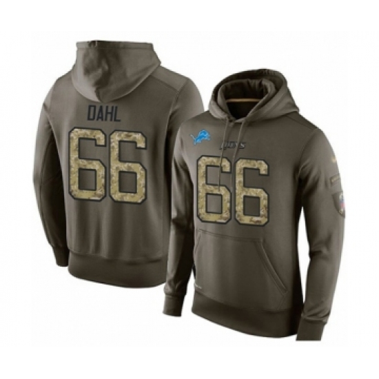 Football Men's Detroit Lions #66 Joe Dahl Green Salute To Service Pullover Hoodie