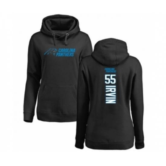 Football Women's Carolina Panthers #55 Bruce Irvin Black Backer Pullover Hoodie