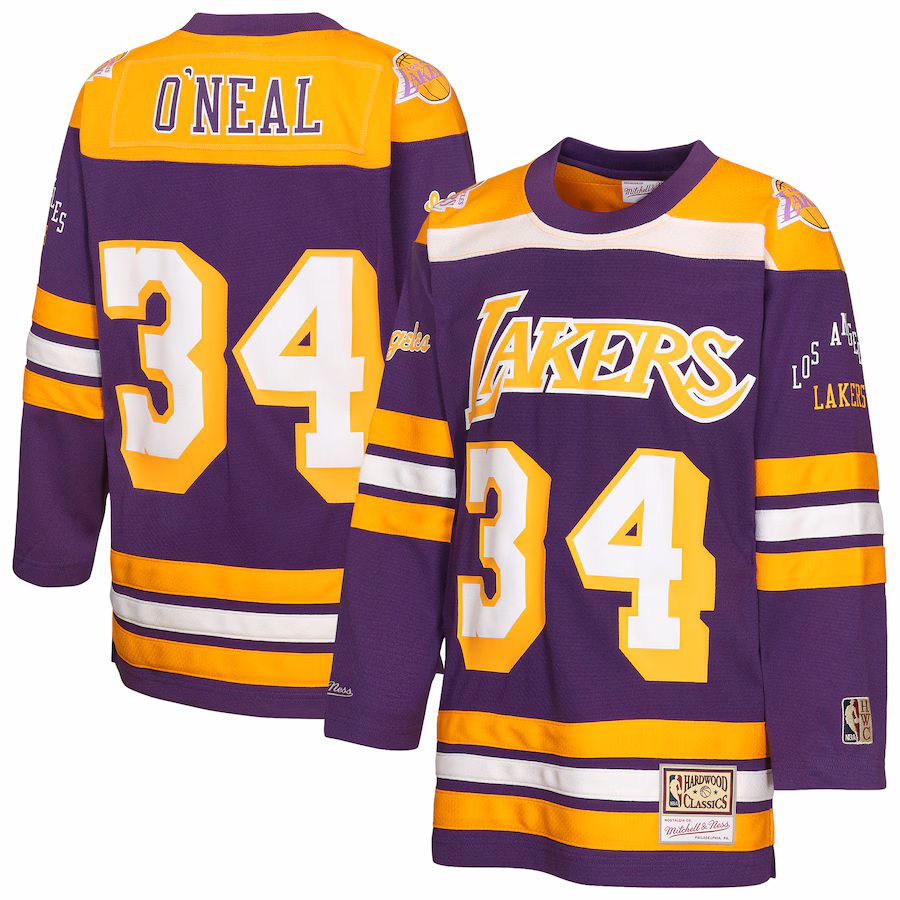 Youth Los Angeles Lakers Shaquille O'Neal Mitchell & Ness Purple Maxxed Out 2.0 Fashion Hockey Jersey