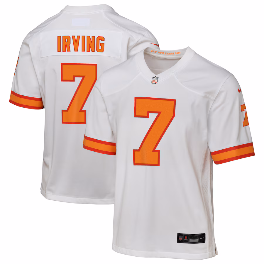 Youth '76 Tampa Bay Buccaneers Bucky Irving White Game Jersey