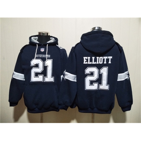 Men's Dallas Cowboys #21 Ezekiel Elliott Navy Ageless Must-Have Lace-Up Pullover Hoodie
