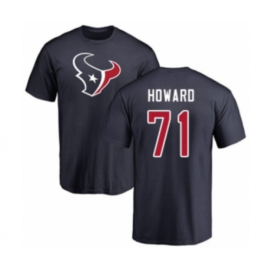 Football Houston Texans #71 Tytus Howard Navy Blue Name & Number Logo T-Shirt