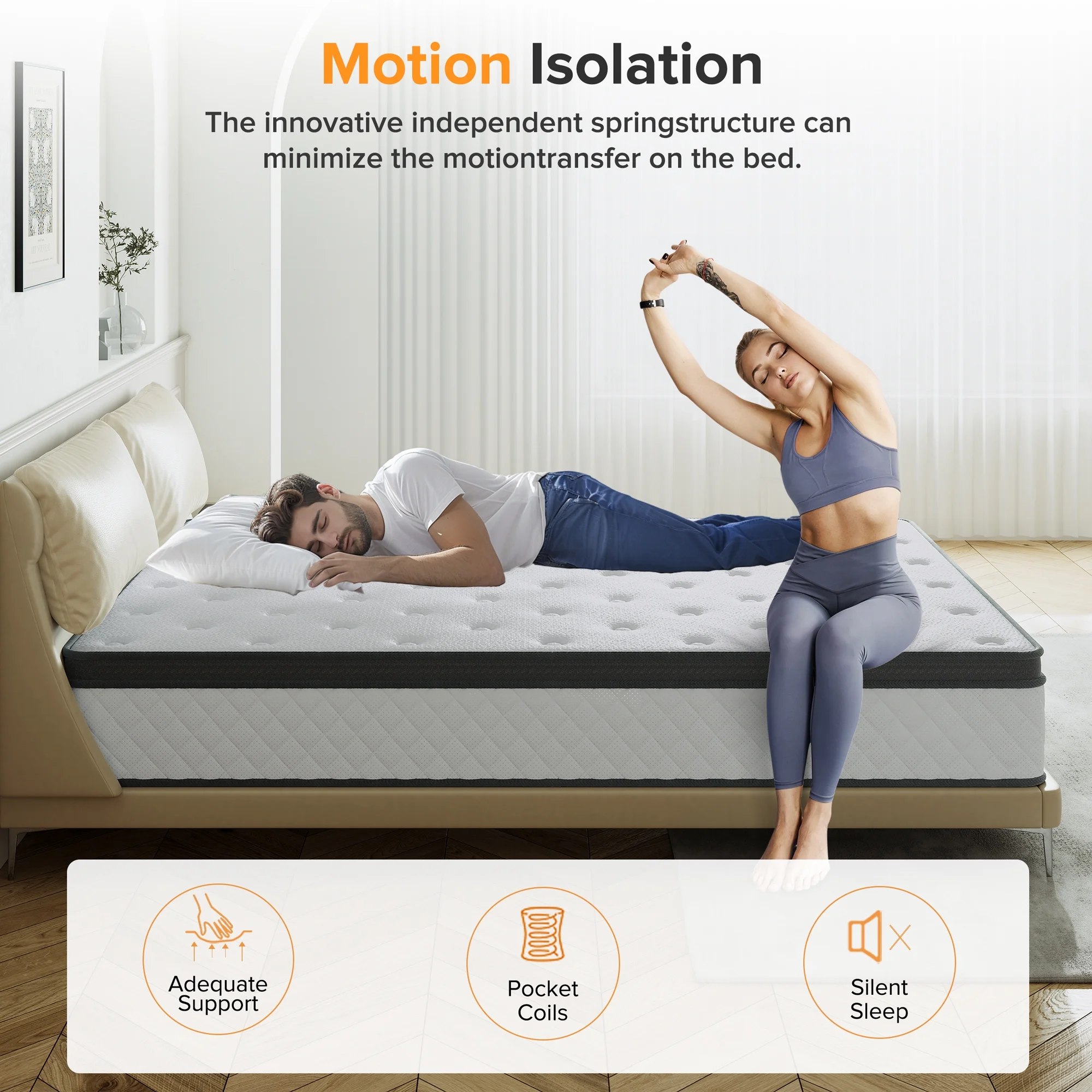 Babo Care 12 Inch Memory Foam and Innerspring Hybrid Mattress – Twin Mattress – Mattress in a Box – Medium Firm Mattress - Curated Treasures Market