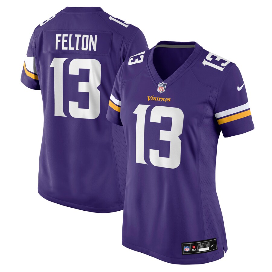 Women's Minnesota Vikings Tai Felton Nike Purple Team Game Jersey