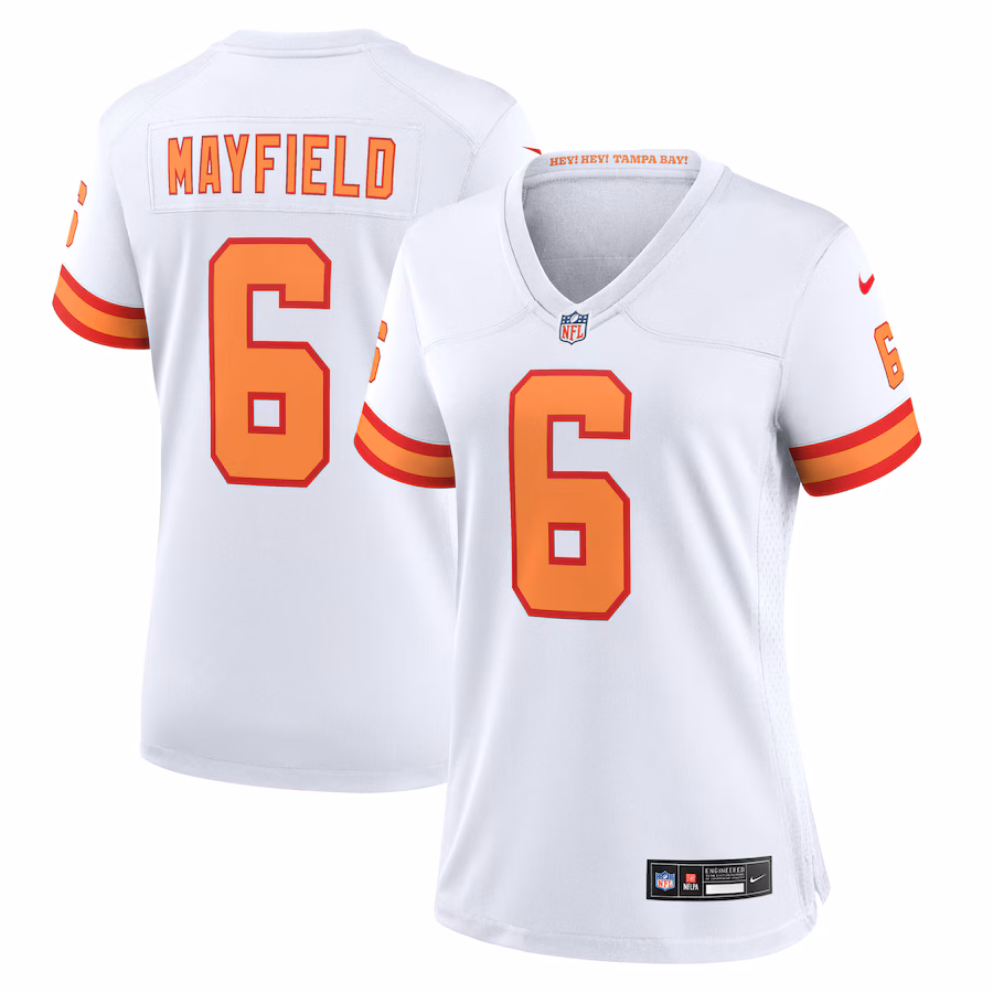 Women's '76 Tampa Bay Buccaneers Baker Mayfield Nike White Game Jersey