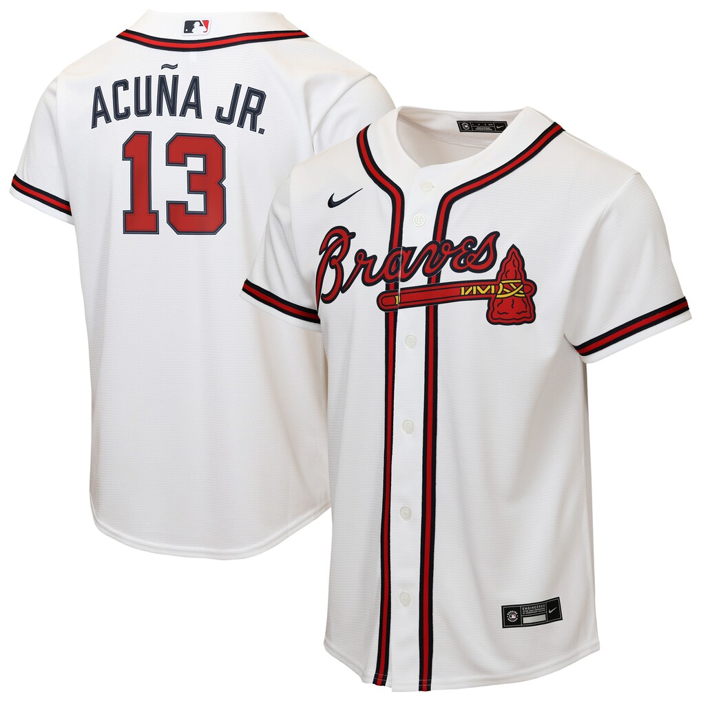 Youth Atlanta Braves Ronald Acuña Jr. Nike White Home Replica Player Jersey