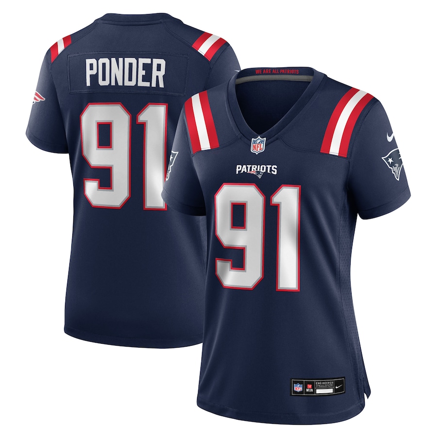 Women's New England Patriots Elijah Ponder Nike Navy Team Game Jersey
