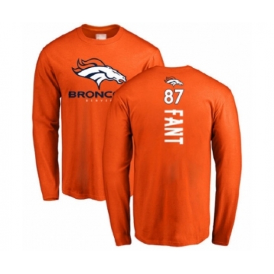Football Denver Broncos #87 Noah Fant Orange Backer Long Sleeve T-Shirt