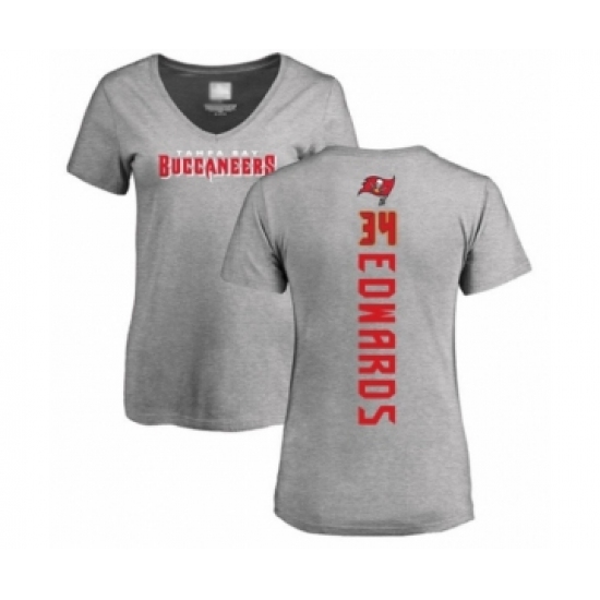 Football Women's Tampa Bay Buccaneers #34 Mike Edwards Ash Backer T-Shirt