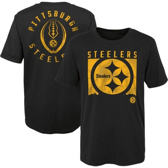 Men's Pittsburgh Steelers Black Preschool Liquid Camo Logo T Shirt
