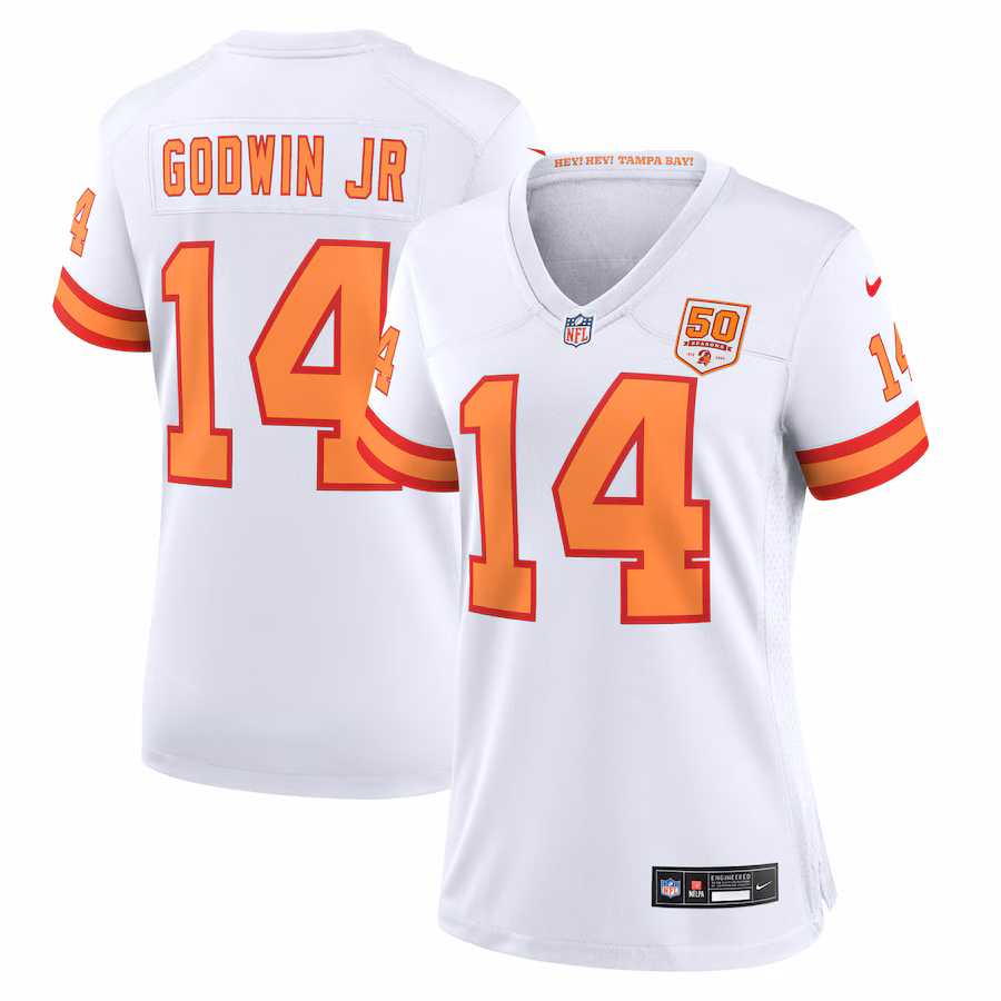 Women's '76 Tampa Bay Buccaneers Chris Godwin Jr. Nike White 50th Season Game Jersey