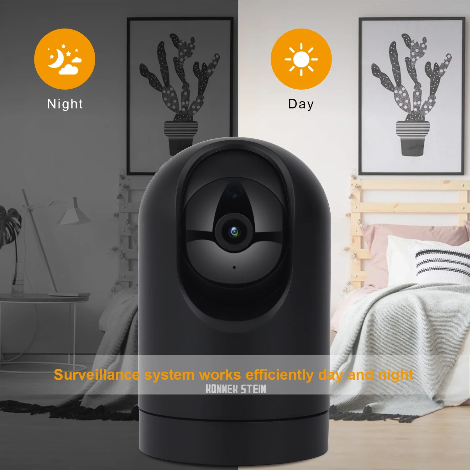 Konnek Stein Indoor Security Camera, 1080P Home IP Camera 2.4G WiFi Connection, Two-Way Audio, AI Human Motion Detection, Night Vision, App Remote Control, Black - Curated Treasures Market