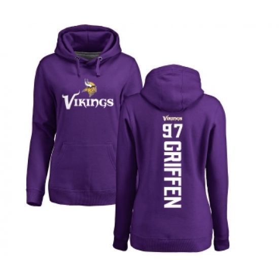 Football Women's Minnesota Vikings #97 Everson Griffen Purple Backer Pullover Hoodie