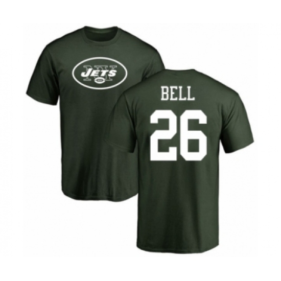 Football New York Jets #26 Le'Veon Bell Green Name & Number Logo T-Shirt