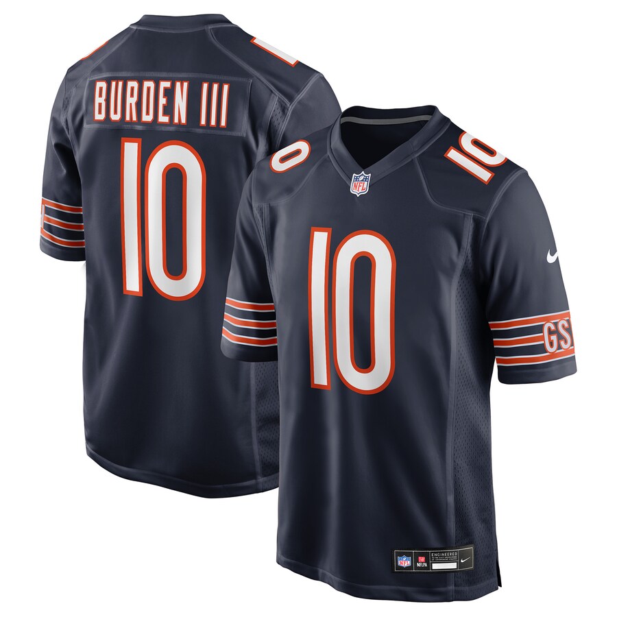 Men's Chicago Bears Luther Burden III Nike Navy Team Game Jersey