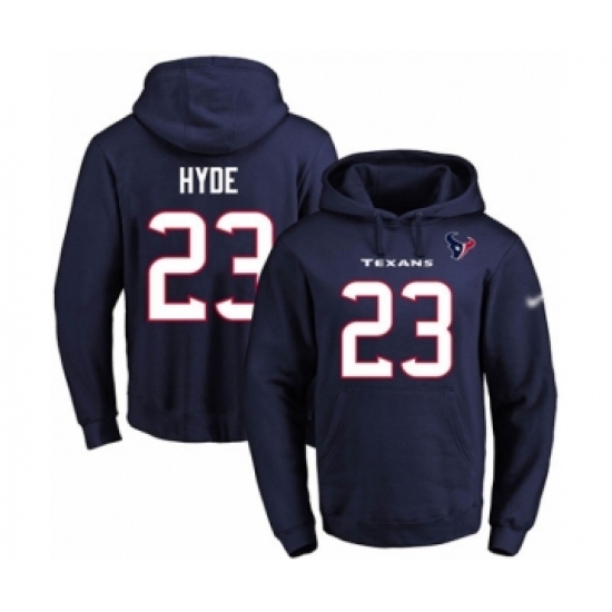 Football Men's Houston Texans #23 Carlos Hyde Navy Blue Name & Number Pullover Hoodie