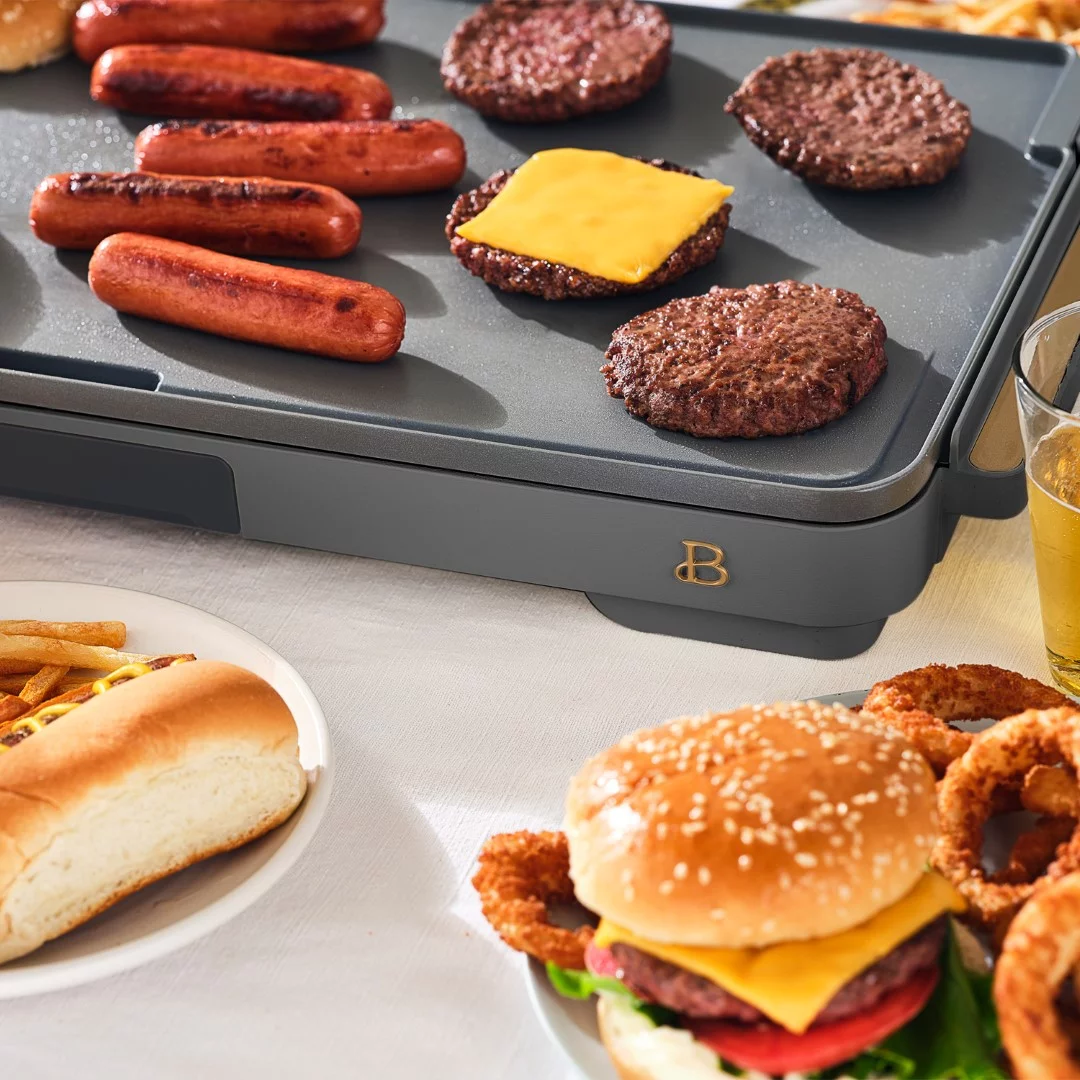 Beautiful XL Electric Griddle 12 x 22- Non-Stick, White Icing by Drew Barrymore