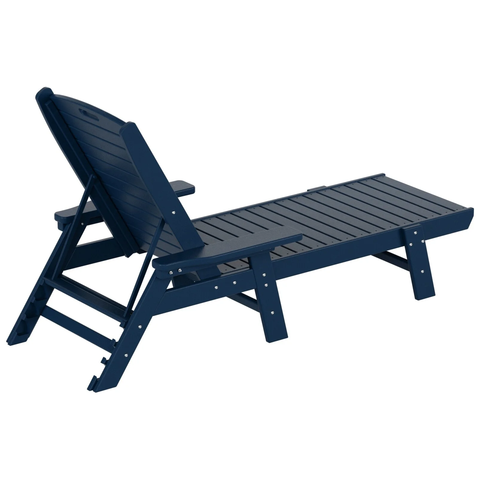 Polytrends  Laguna All Weather Poly Pool Outdoor Chaise Lounge - with Arms Navy Blue - Curated Treasures Market