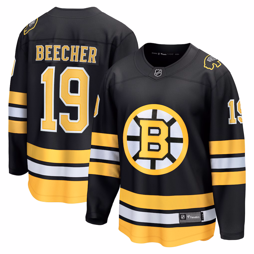 Men's Boston Bruins John Beecher Fanatics Black Home Breakaway Player Jersey