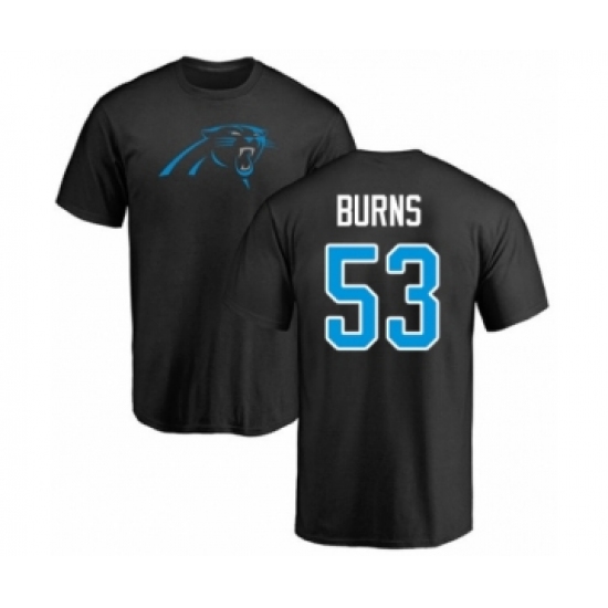 Football Carolina Panthers #53 Brian Burns Black Name & Number Logo T-Shirt